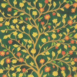 Floral Damask Retro Wallpaper Design