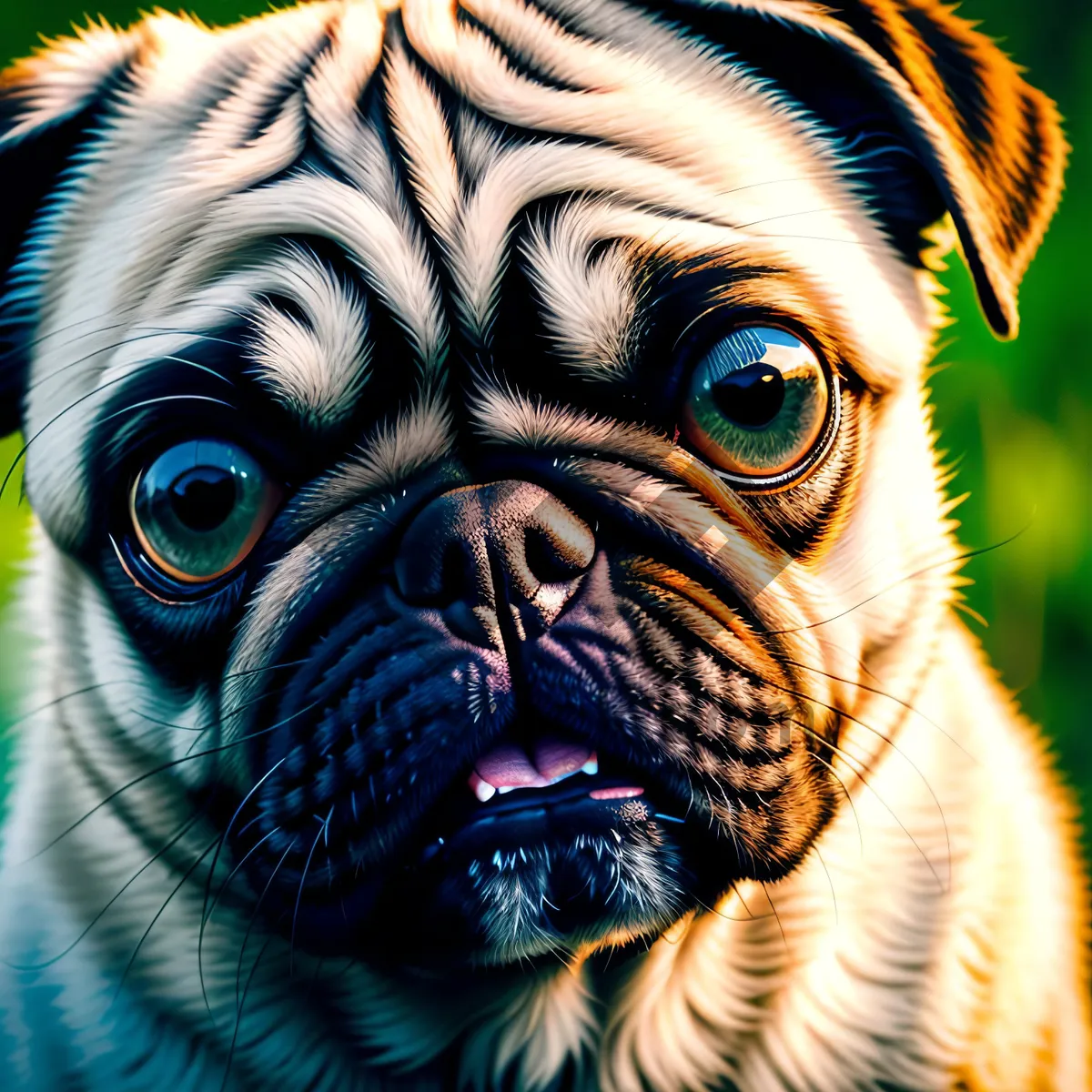 Picture of Pug Canine Portrait - Majestic Headshot of Domestic Animal