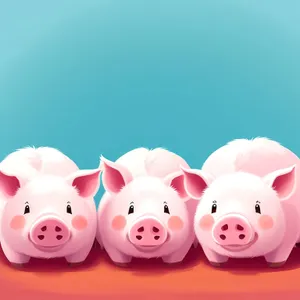 Pink Piglet Piggy Bank with Money