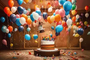 Colorful Balloon Aircraft at Birthday Party Celebration