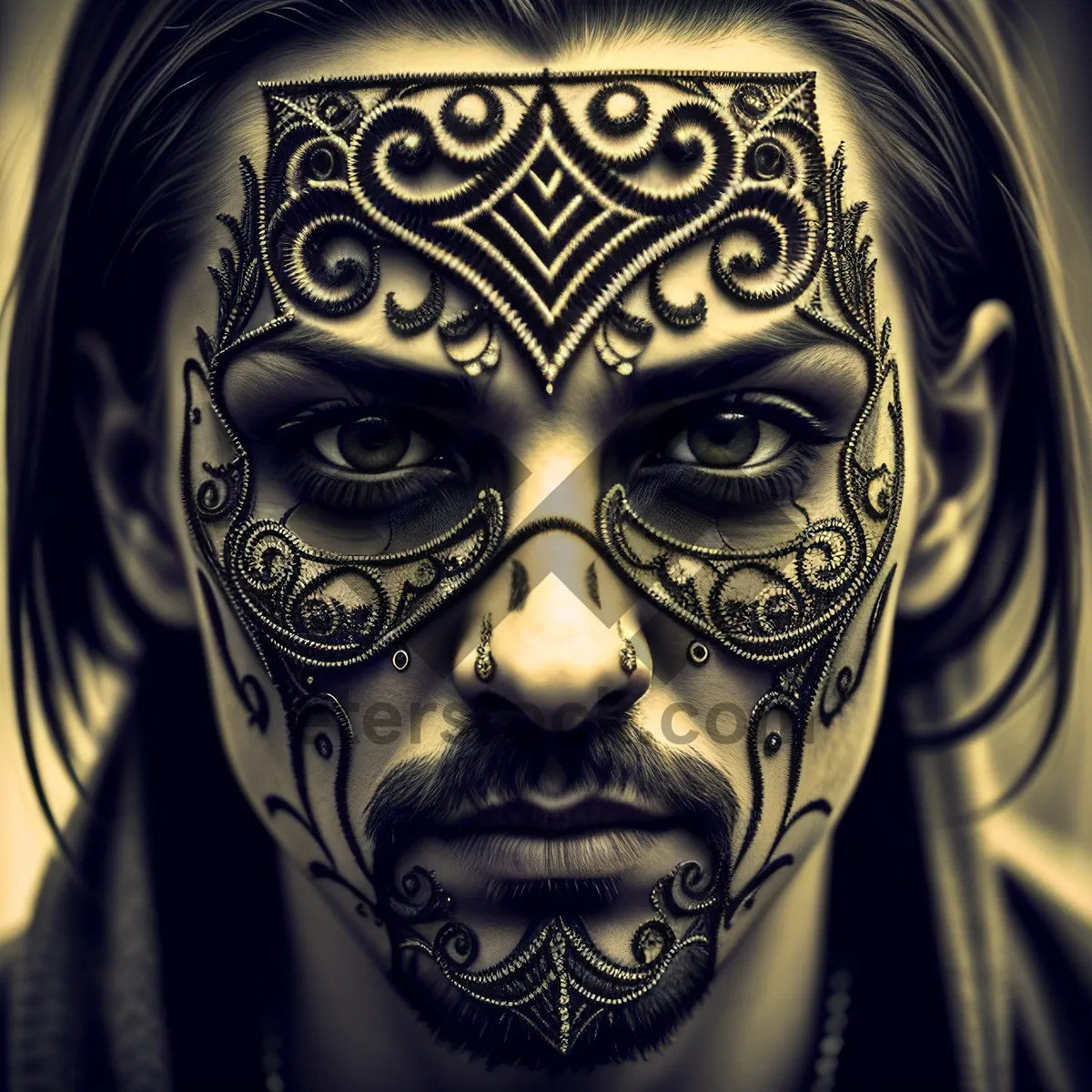 Picture of Enigmatic Masked Facial Art: Eyes of Intrigue in Stylish Black