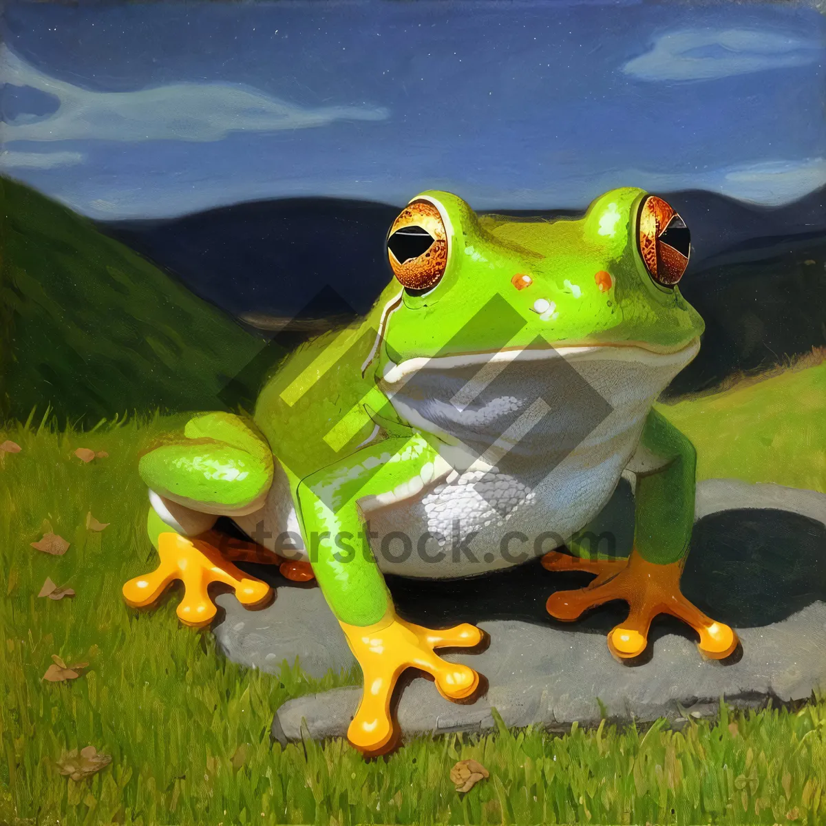 Picture of Orange-eyed Tree Frog - Vibrant Wildlife Abstraction