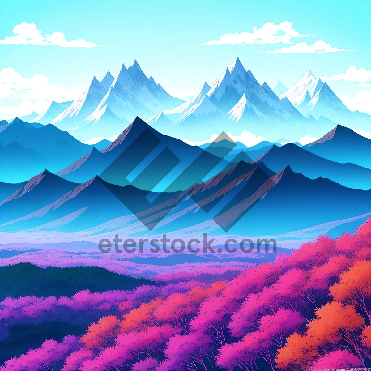 Picture of Artistic Island Design with Heavenly Sky and Sunlit Landscape