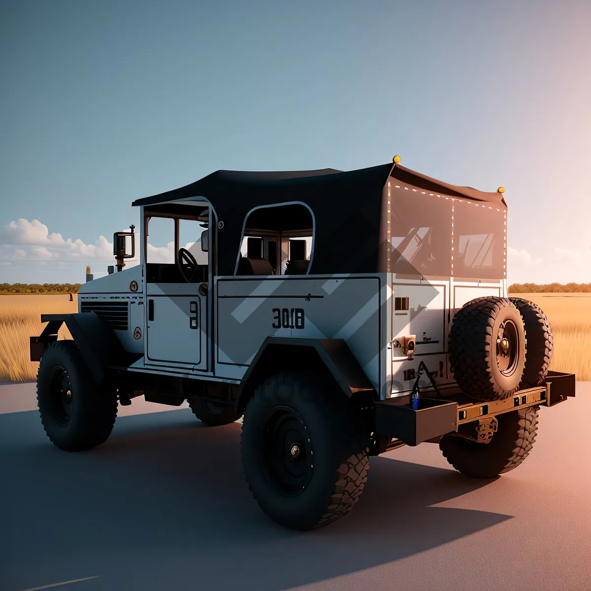 Picture of Industrial Heavy-duty Military Truck on Road