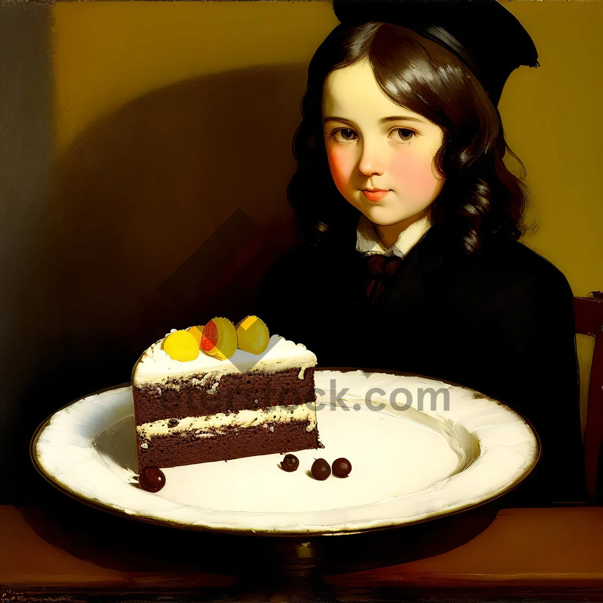 Picture of Happy brunette woman enjoying breakfast meal on plate