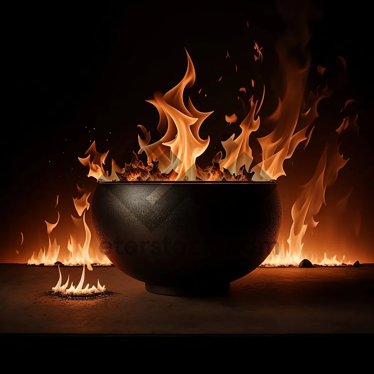 Picture of Fiery Heat: Igniting Flames in a Kitchen Utensil