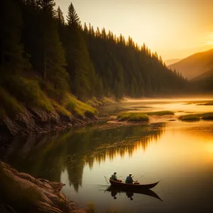 Serenity at Sunset: Majestic Reflections on the Lake
