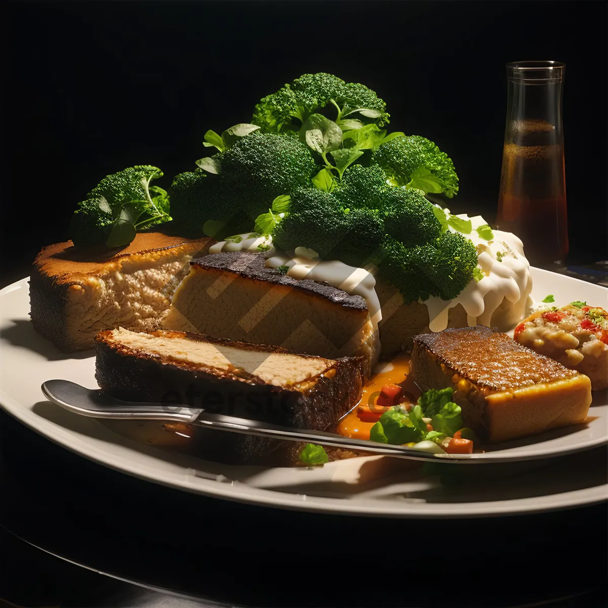 Picture of Fresh Broccoli Salad with Grilled Chicken and Pepper Sauce