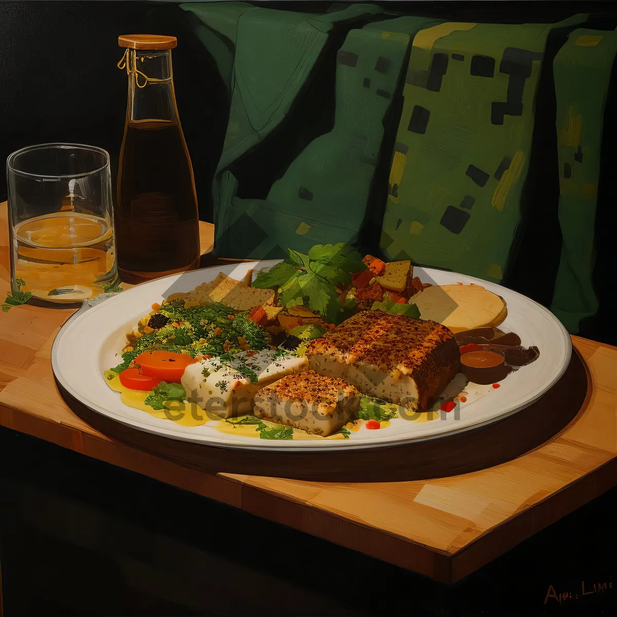 Picture of Nutritious Salad with Fresh Vegetables and Grilled Beef