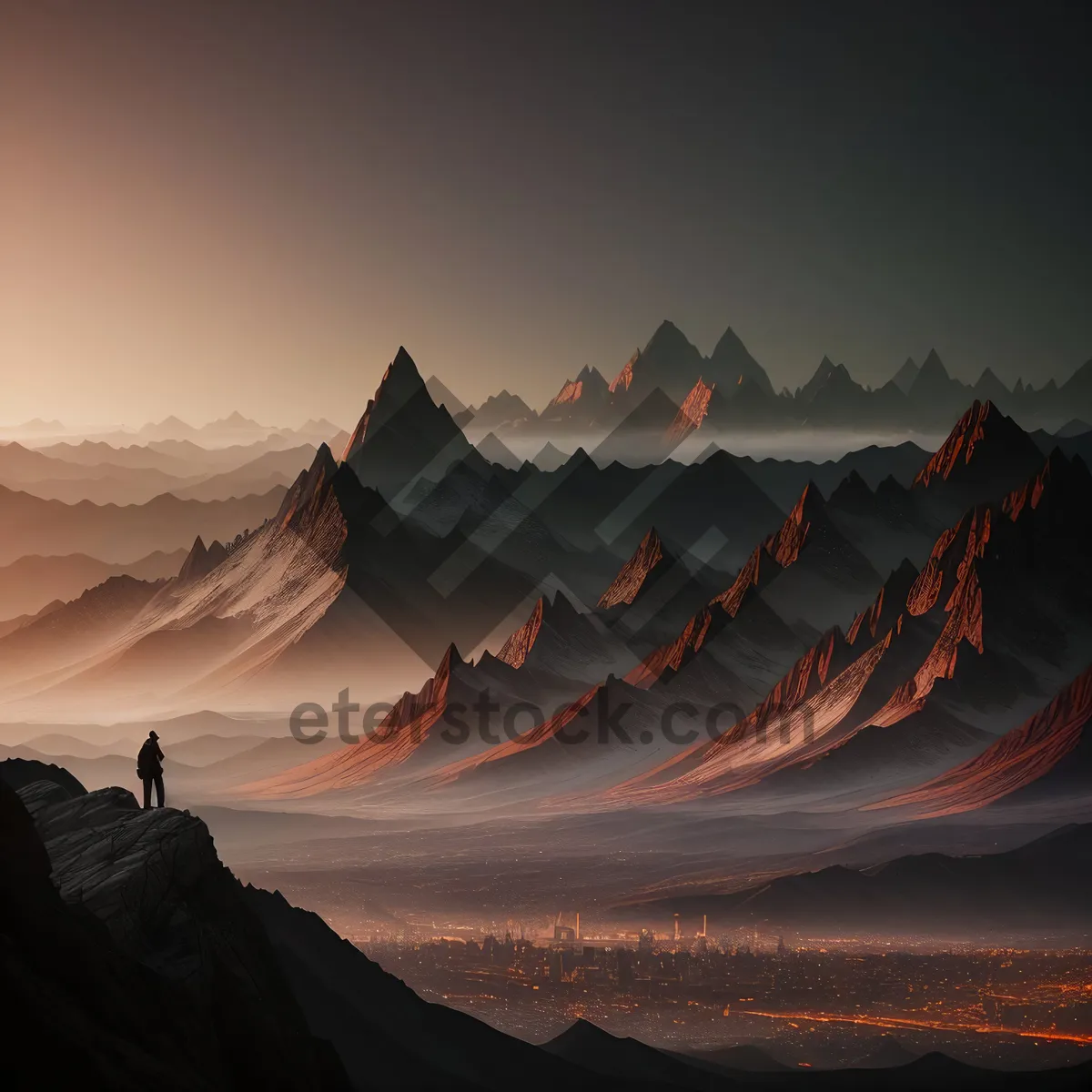 Picture of Serene Mountain Range at Sunset