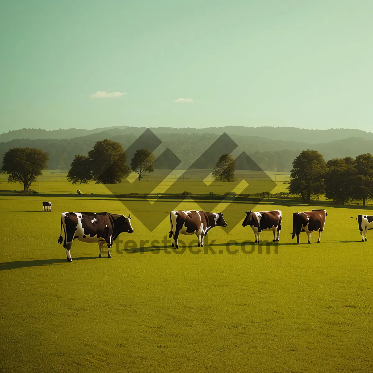 Picture of Rural Cattle Grazing in Pastoral Landscape