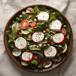 Delicious gourmet salad plate with fresh vegetables