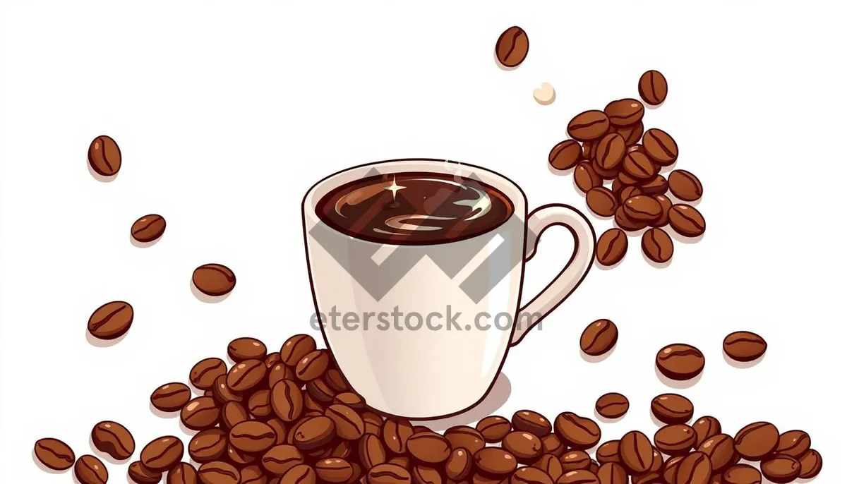 Picture of Freshly Brewed Morning Cappuccino in Black Ceramic Cup