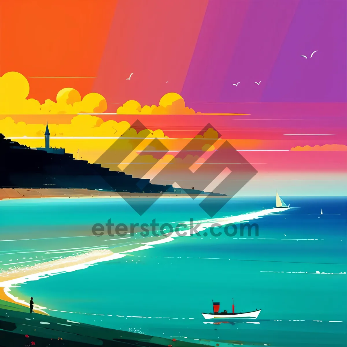 Picture of Sunset Beach Horizon Reflection on Electronic Device Screen