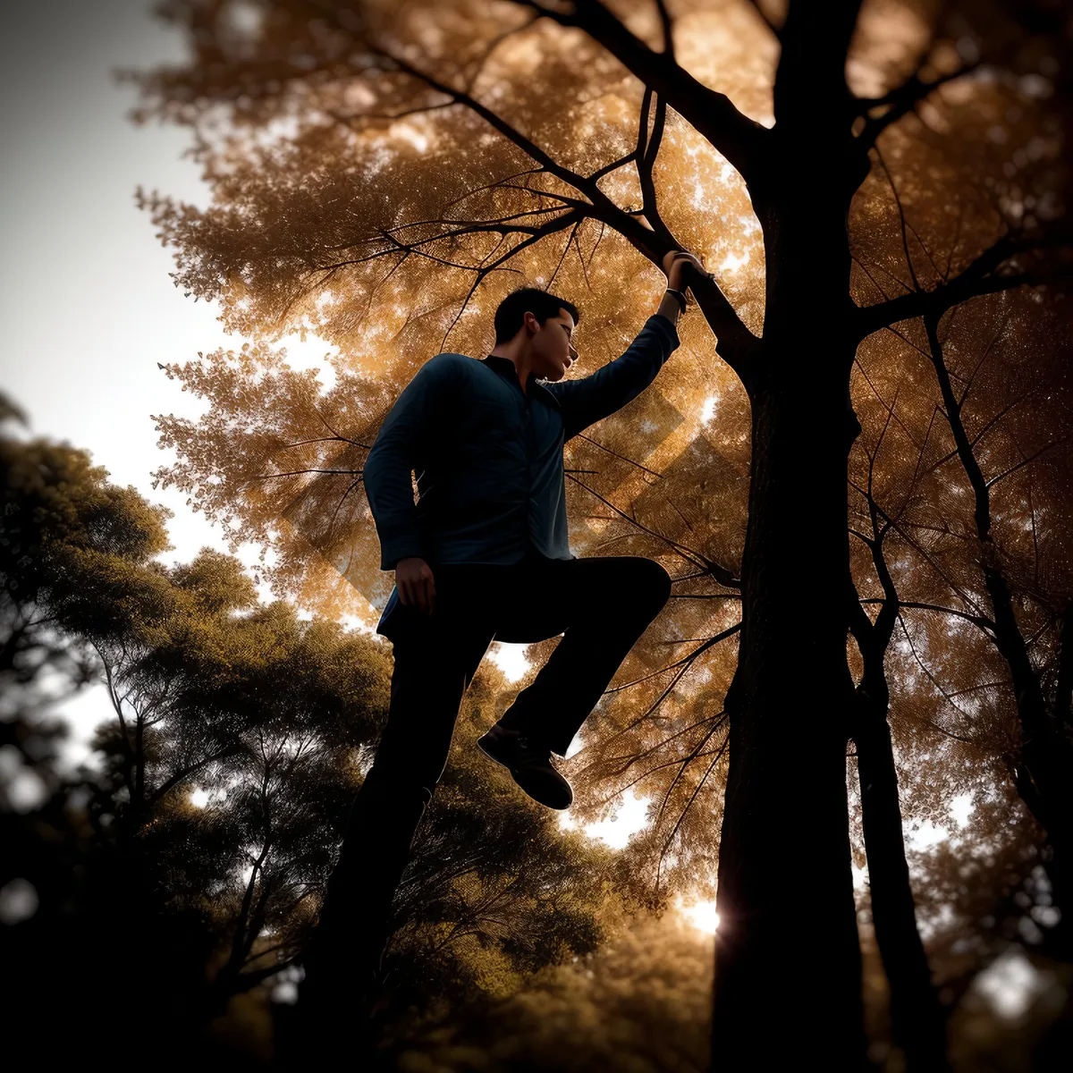 Picture of Sunset Swing in Autumn Forest Park