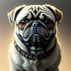 Cute Wrinkle-Faced Pug Puppy Portrait
