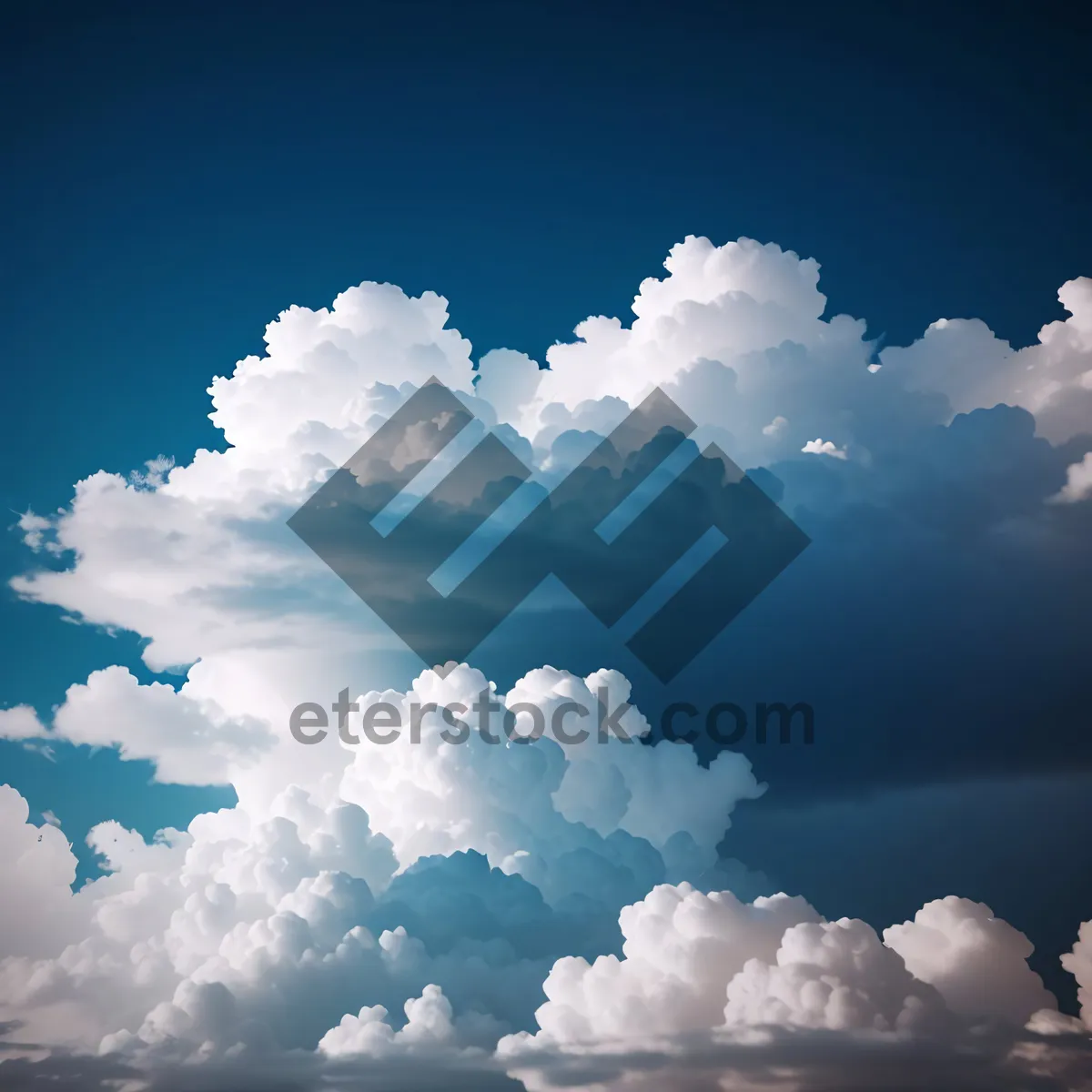 Picture of Fluffy Clouds in Azure Sky
