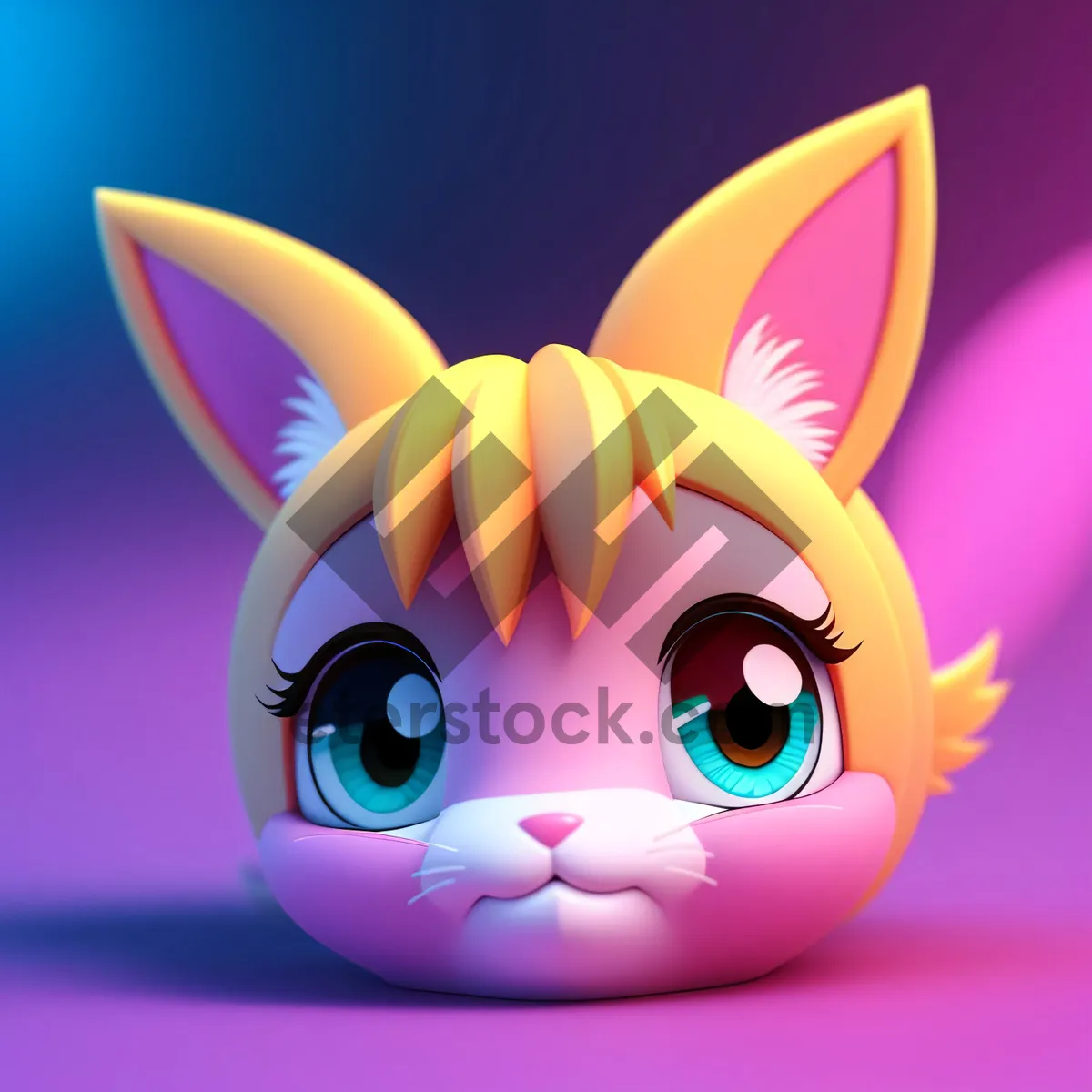 Picture of Cute Bunny Cartoon Icon - Happy and Fun Animal Character