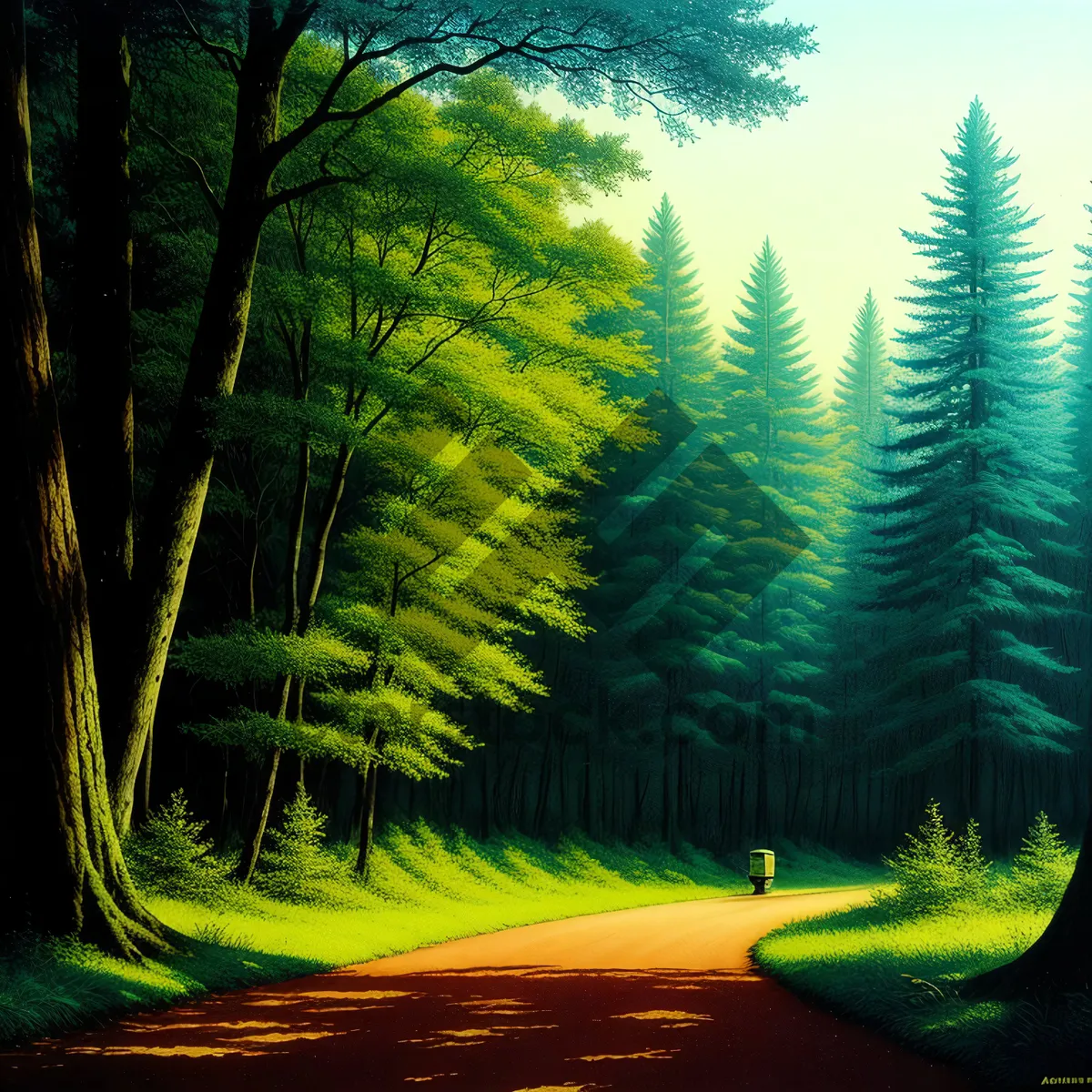 Picture of Lush Summer Forest Illuminated by Sunlight