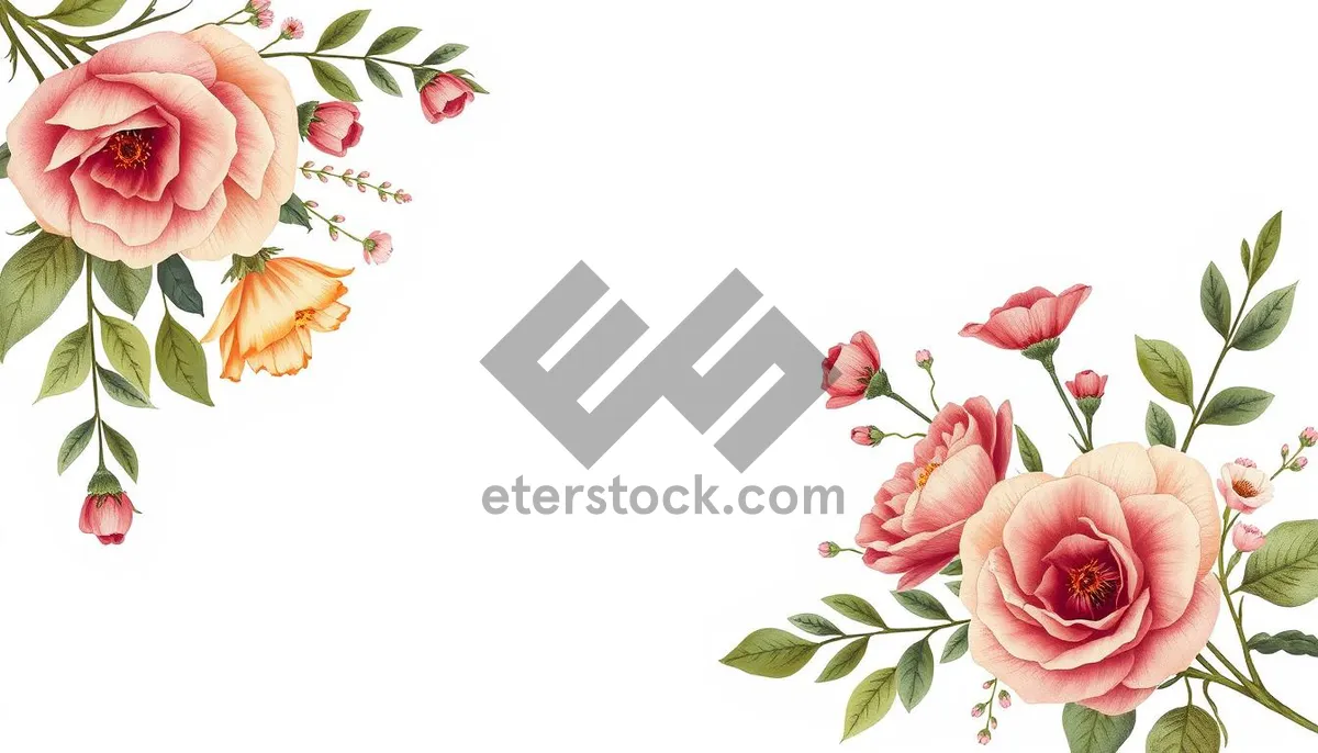 Picture of Pink Floral Silhouette Design Element for Celebration Card