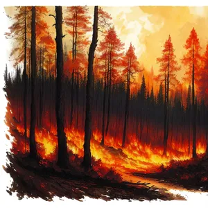 Fiery Forest Sunset with Acrylic Light