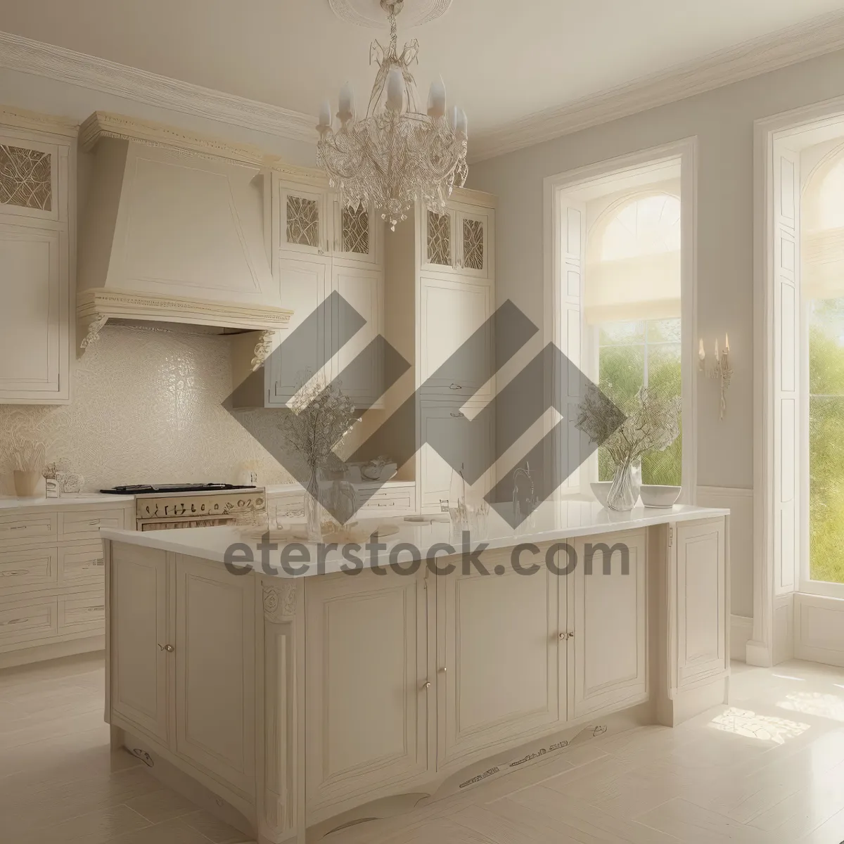 Picture of Luxurious Marble and Wood Interior with Modern Furniture