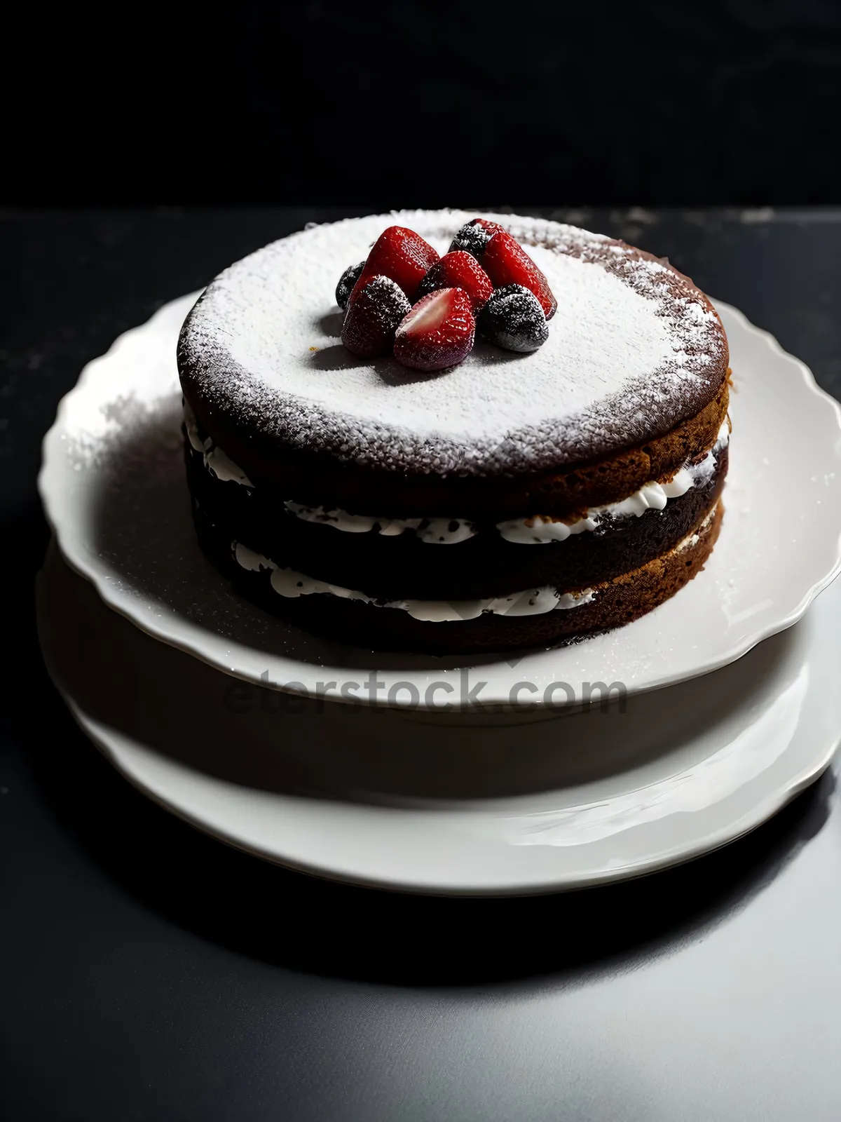 Picture of Delicious Berry Fruit Cake with Chocolate Drizzle