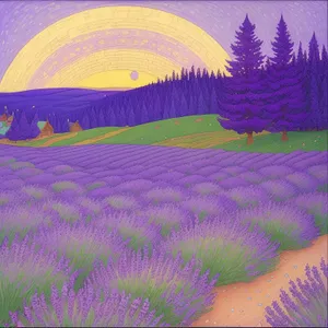 Colorful Lavender Field Artistic Flower Design