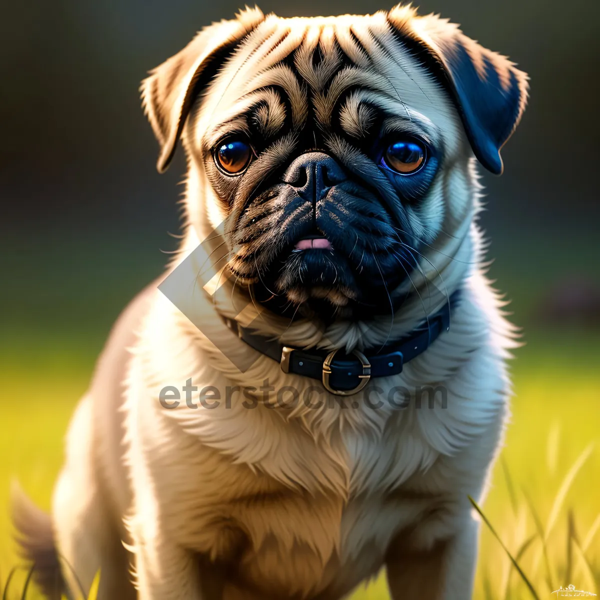 Picture of Adorable Pug Puppy with Wrinkled Charm