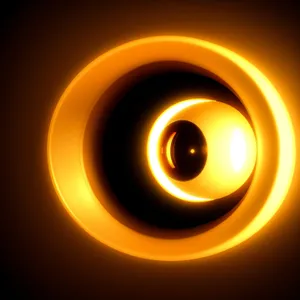 Shiny Black Button Icon with Orange Reflection