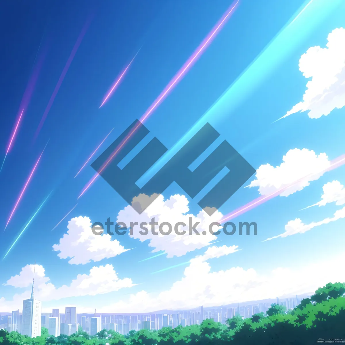 Picture of Vibrant Summer Sky with Colorful Clouds
