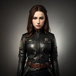 Stylish Dark Leather Jacket on Attractive Model