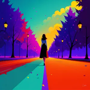 Vibrant Starry Silhouette - Bright Graphic Design