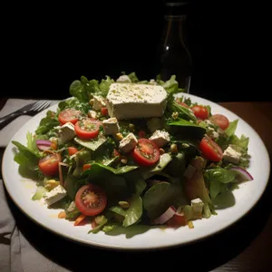 Fresh Vegetable Salad with Cherry Tomatoes and Green Peas