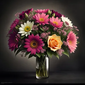 Colorful Summer Bouquet in Pink Vase