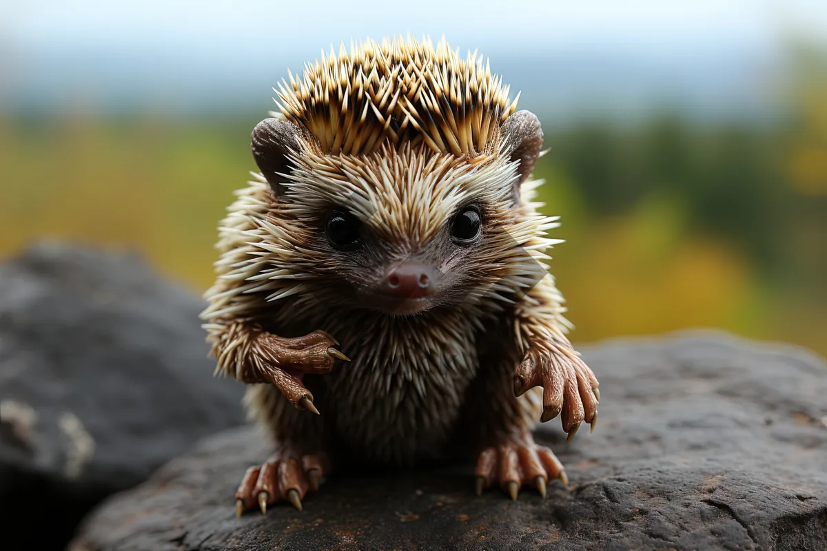 Picture of Cute Wildlife Baby Porcupine Hedgehog with Quills