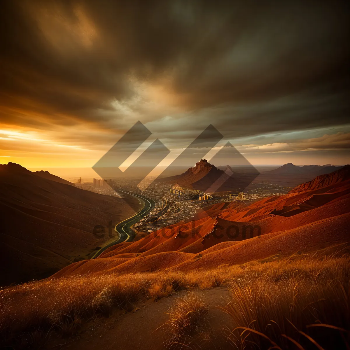 Picture of Serenity in the Canyon: A breathtaking sunset over majestic mountains.