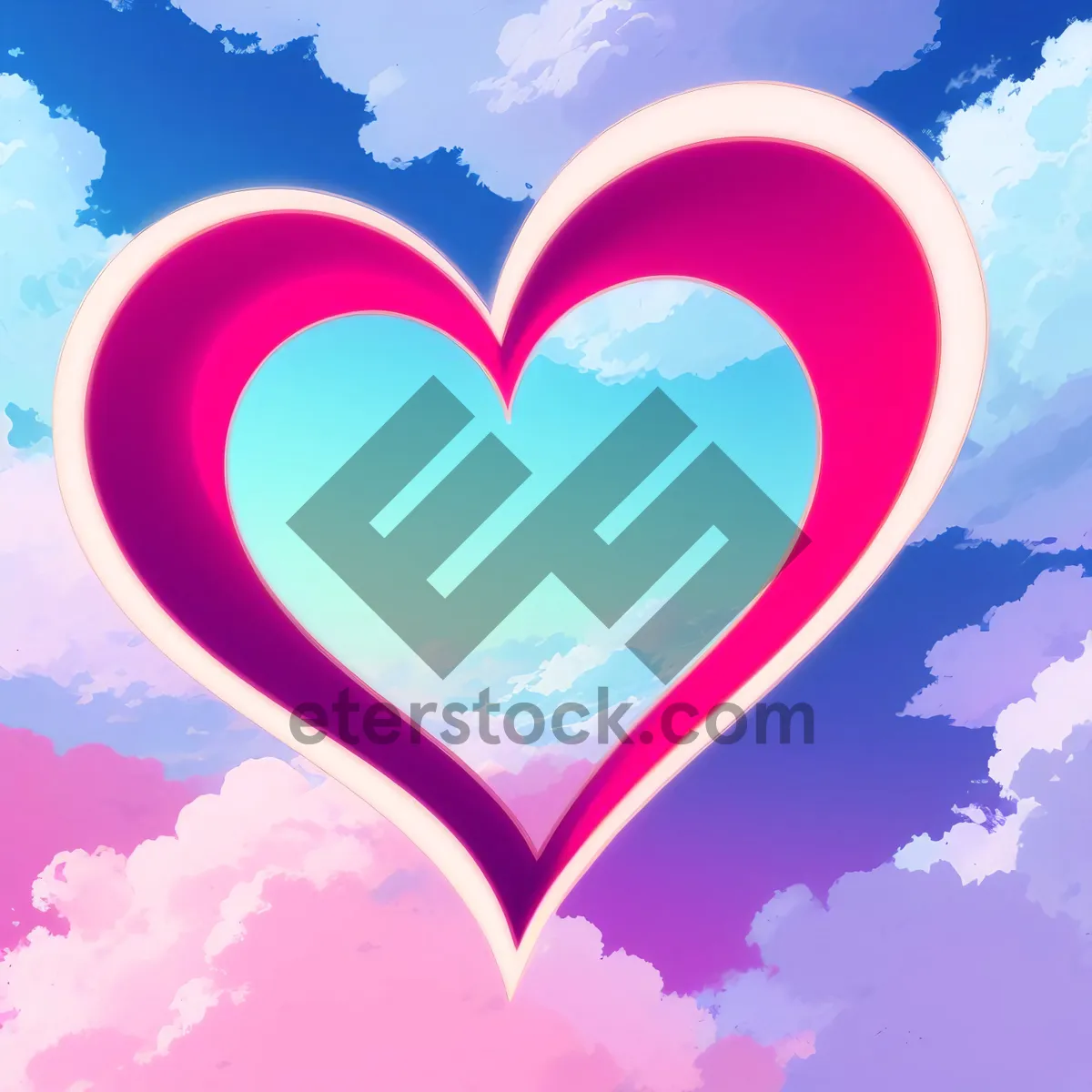 Picture of Watercolor wave heart graphic wallpaper design