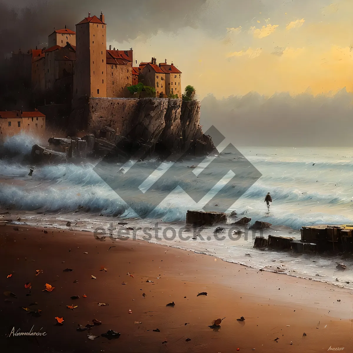 Picture of Serene Sunset Over Beach and Ocean