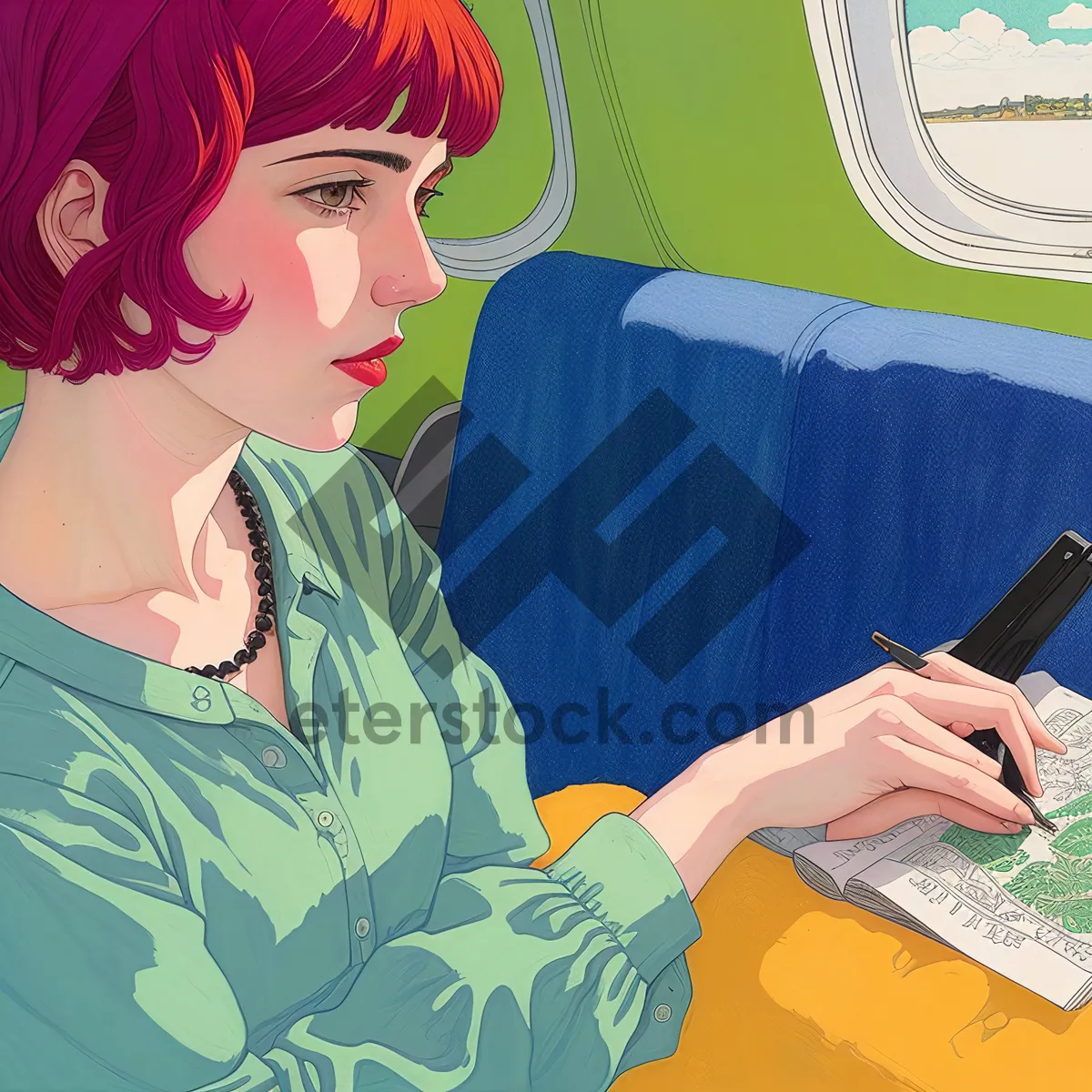 Picture of Comic Book Businessperson Working in Office