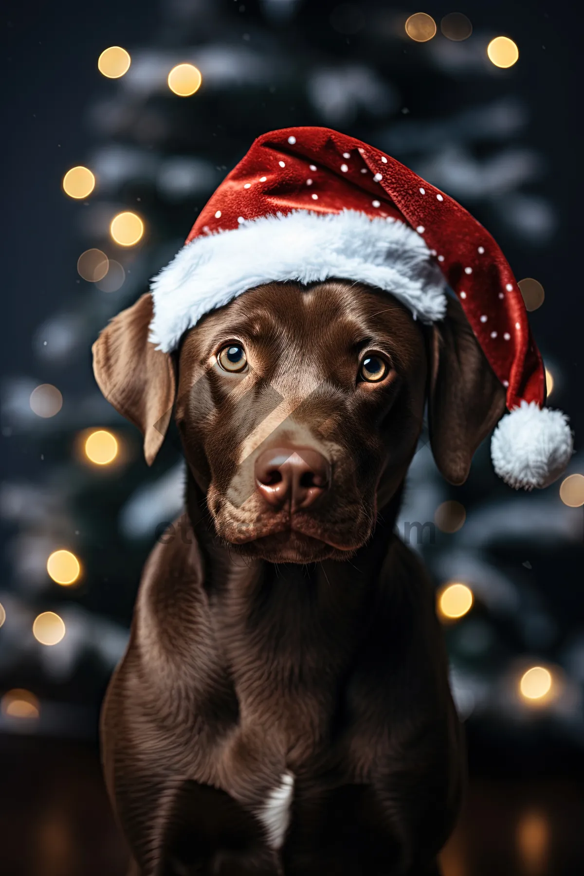 Picture of Cute Chocolate Labrador Retriever Puppy Portrait