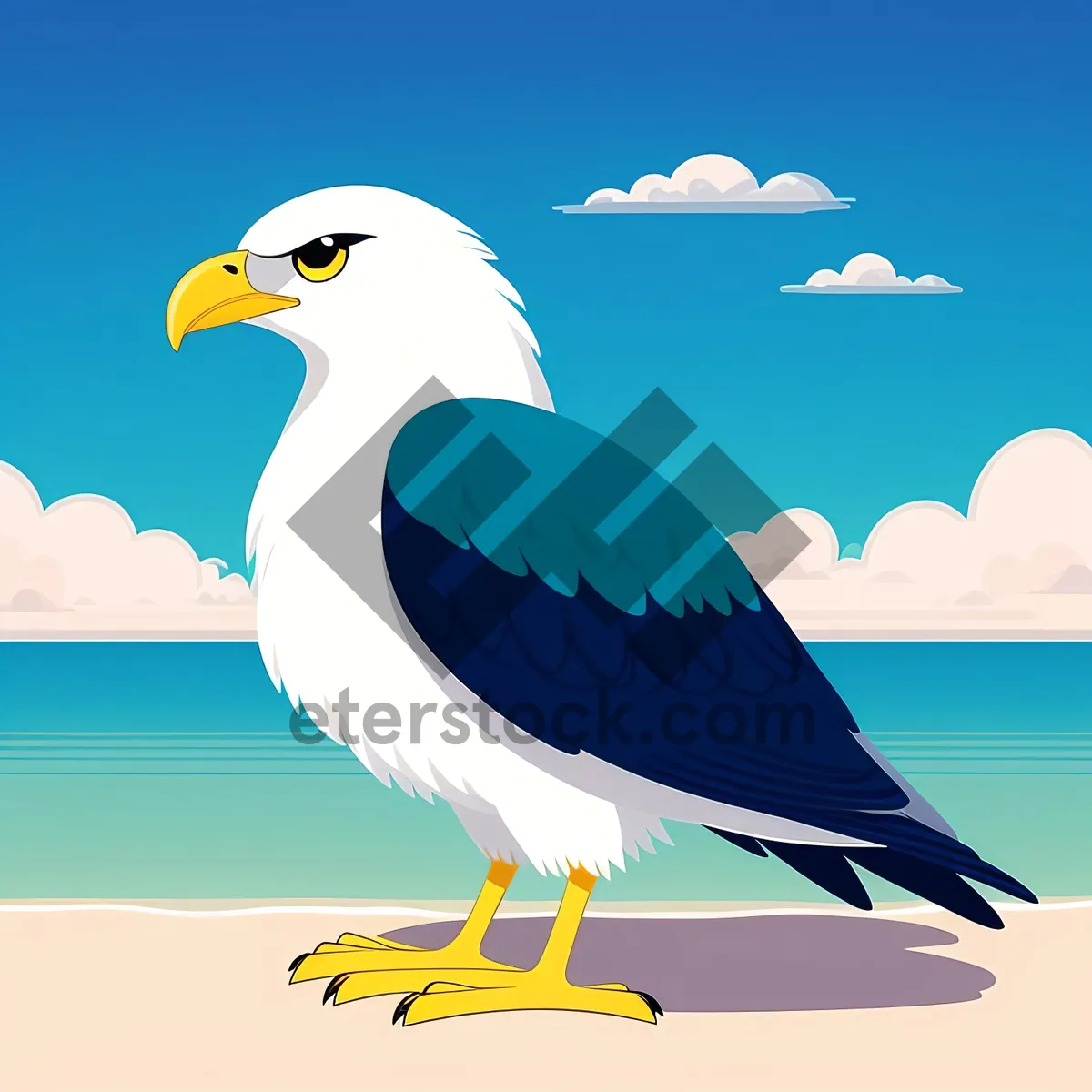 Picture of Seabird Icon with Cartoon Wing - Habitat Illustration