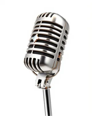 Vintage microphone on stage at live music concert