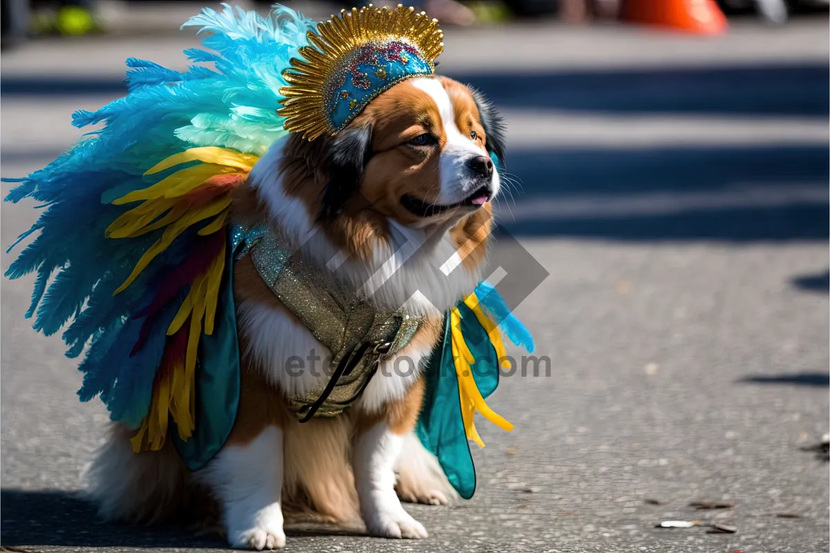 Picture of Cute border collie puppy on leash.