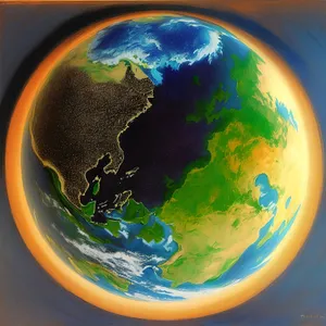 Global Sphere on Blue Map – Earth's Landmasses