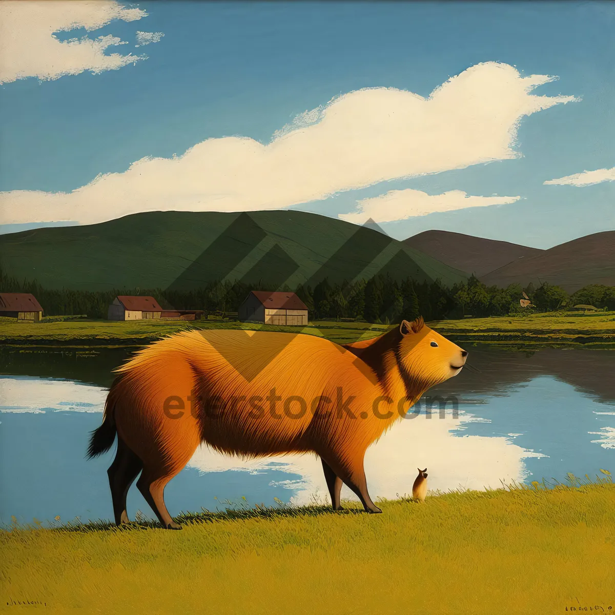 Picture of Grazing horses in rural pasture