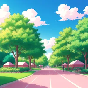 Serene Summer Meadow Under Colorful Clouds