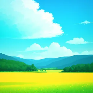 Vibrant Horizon: Tranquil Meadow Under a Colorful Sky