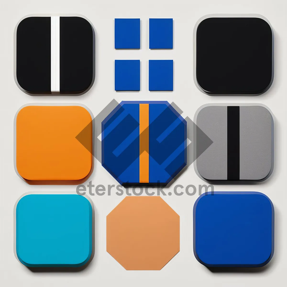 Picture of Glossy Orange Square Icons Set for Web Design