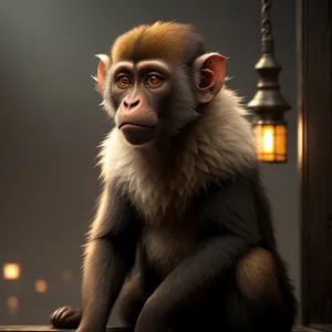 Wild Jungle Primate Portrait: Macaque Monkey Ape
